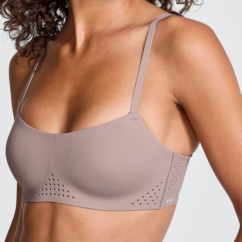 Victoria's Secret VSX Featherweight Light Balconette Sports Bra Taupe SZ S/P